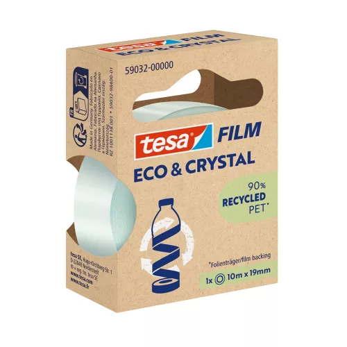 Ragasztószalag 19mmx10m irodai átlátszó újrahasznosított Tesa Eco & Crystal