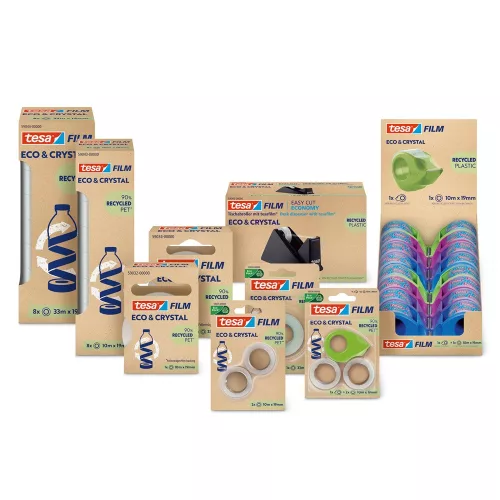 Ragasztószalag 19mmx10m irodai átlátszó újrahasznosított Tesa Eco & Crystal 8db/doboz