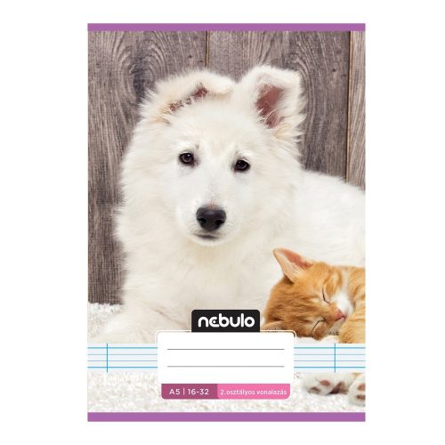 Füzet, A5, 2. osztályos vonalas, 16-32, Cuki minták, 16 db/csomag Nebulo
