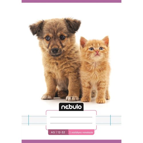 Füzet, A5, 3. osztályos vonalas, 12-32, Cuki minták, 16 db/csomag Nebulo
