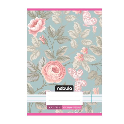 Füzet, A5, 4. osztályos vonalas, 21-32, Cuki minták, II., 16 db/csomag Nebulo