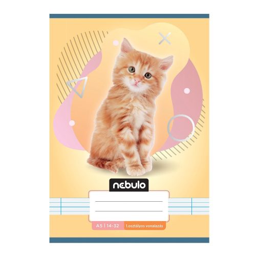 Füzet, A5, 1. osztályos vonalas, 14-32, Állatos minták, 16 db/csomag Nebulo