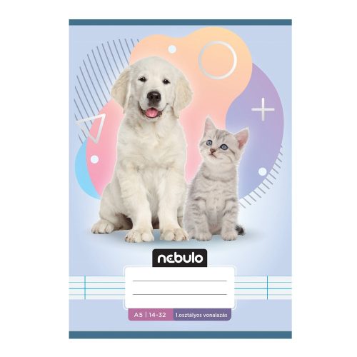 Füzet, A5, 1. osztályos vonalas, 14-32, Állatos minták, 16 db/csomag Nebulo