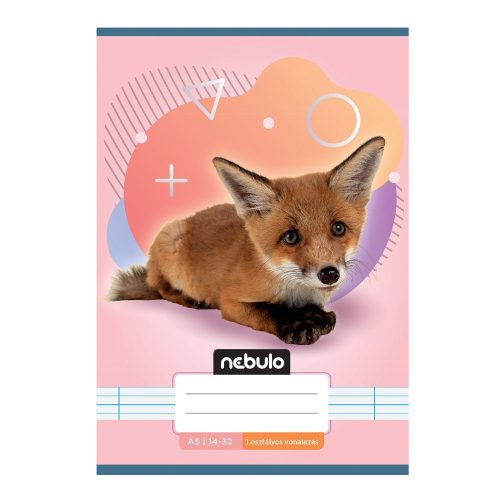 Füzet, A5, 1. osztályos vonalas, 14-32, Állatos minták, 16 db/csomag Nebulo