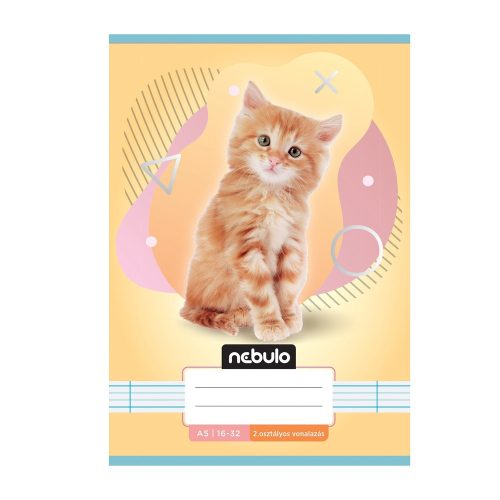 Füzet, A5, 2. osztályos vonalas, 16-32, Állatos minták, 16 db/csomag Nebulo