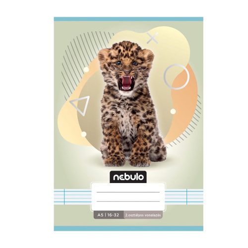 Füzet, A5, 2. osztályos vonalas, 16-32, Állatos minták, 16 db/csomag Nebulo