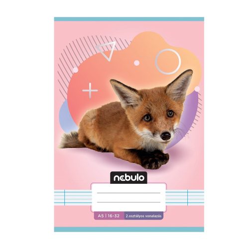 Füzet, A5, 2. osztályos vonalas, 16-32, Állatos minták, 16 db/csomag Nebulo