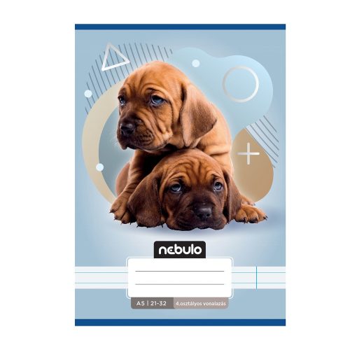 Füzet, A5, 4. osztályos vonalas, 21-32, Állatos minták, 16 db/csomag Nebulo