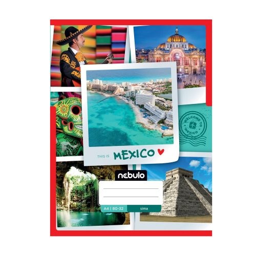 Füzet, A4, sima, 80-32, ország-város minták, 12 db/csomag Nebulo