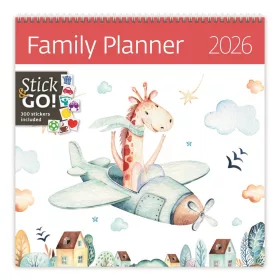   Falinaptár képes 300 x 300 mm, fehér lapokkal Family Planner Dayliner 2026.
