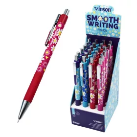   Golyóstoll nyomógombos 0,7mm Vinson Daisy 206 vegyes test displ 24 db/display