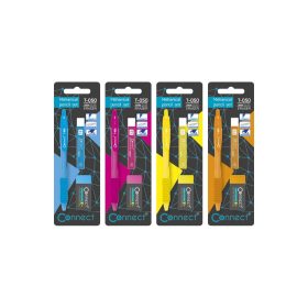   Írószer szett Connect, nyomósirón + ironbél 0,5mm, HB + radír, klf. színek, bliszteren