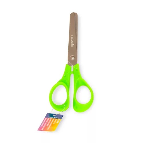 Olló 13,5cm, kerekített heggyel, ergonomikus, iskolai, Nebulo