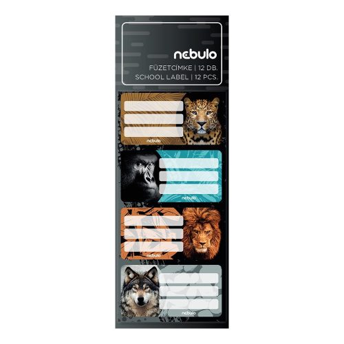 Füzetcímke 12db-os, Vadállatok, vegyes minták, Nebulo