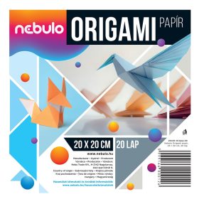   Origami papír 20x20 cm, vegyes színek, 20 lap/csomag, Nebulo