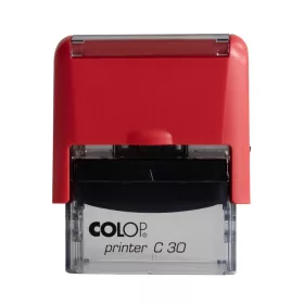Bélyegző C30 Colop piros átlátszó ház/kék párna
