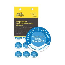   Etikett címke o20mm időjárásálló öntapadó plakett 2025-2030 15 címke/lap 8 ív/csomag Avery kék