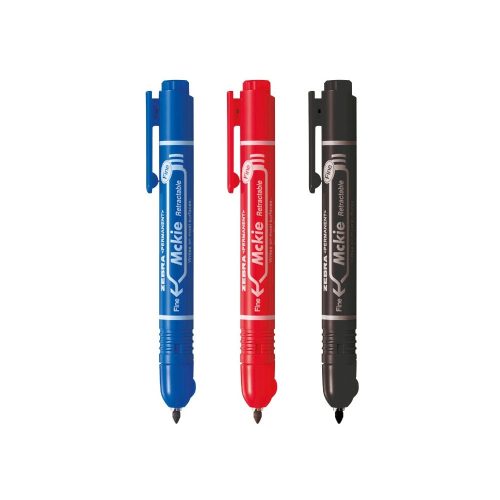 Alkoholos marker 1,3 mm, nyomógombos, Zebra Mckie Retractable írásszín kék