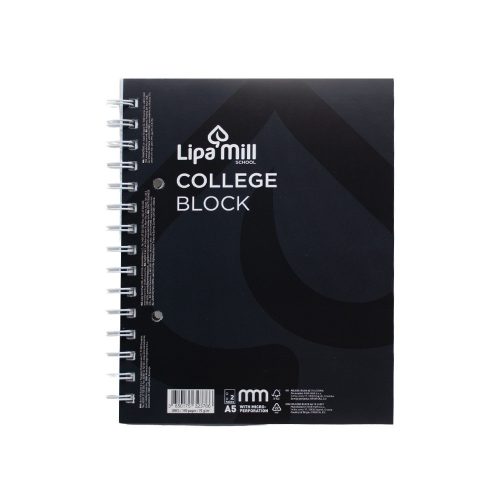 Spirálfüzet A5, 70lap vonalas perforált lyukasztott Lipa Mill vegyes színekben