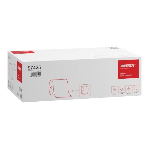 Kéztörlő 2 rétegű tekercses átmérő: 19 cm 190 lap/200 m/tekercs 6 tekercs/karton System Katrin_97425 fehér