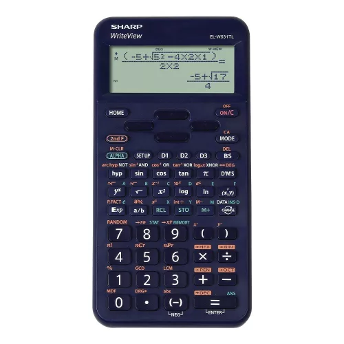 Számológép tudományos 420 funkciós 10+2 digites 4 soros napalemes Sharp ELW531TLBBL kék