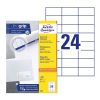 Etikett címke, 70 x37mm, univerzális, 24 címke/ív, 100 ív/doboz, Avery fehér