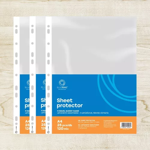 Genotherm lefűzhető, A4, 120 micron víztiszta Bluering® 25 db/csomag,