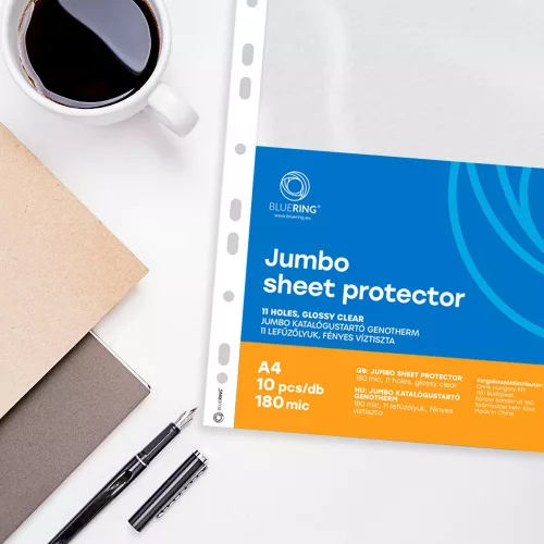 Genotherm lefűzhető, A4, 180 micron jumbo katalógustartó Bluering® 10 db/csomag,