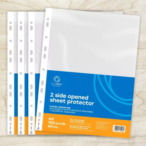 Genotherm lefűzhető, A4, 60 micron kétoldalt (felül és belül) nyitott narancsos Bluering® 100 db/csomag,