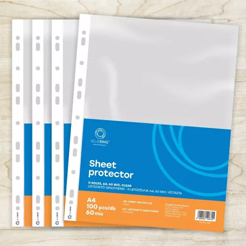 Genotherm lefűzhető, A4, 60 micron víztiszta Bluering® 100 db/csomag,