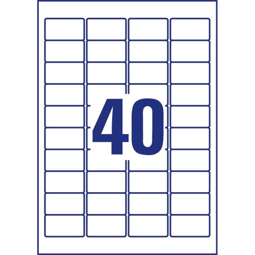 Etikett címke, 45,7 x25,4mm,víztiszta, 40 címke/ív, 25 ív/doboz, Avery átlátszó
