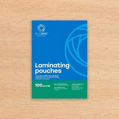 Lamináló fólia A5, 80 micron öntapadó hátlappal 100 db/doboz, Bluering®,