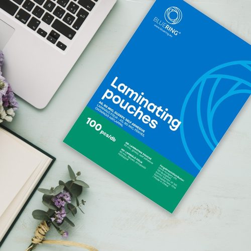 Lamináló fólia A5, 80 micron öntapadó hátlappal 100 db/doboz, Bluering®,