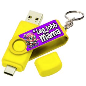   Vicces Egyedi Pendrive - 16 GB - sárga - A Legjobb Mama - Ajándék Nagymamának