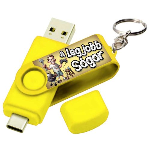 Vicces Egyedi Pendrive - 16 GB - sárga - A Legjobb Sógor - Ajándék Sógornak
