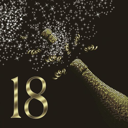 Happy Birthday 18 Golden Champagne szalvéta 20 db-os 33x33 cm