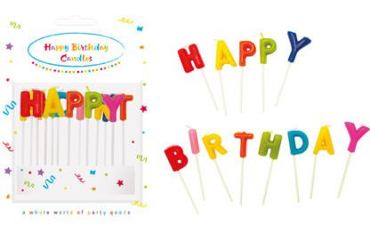 Happy Birthday Rainbow tortagyertya, gyertya szett