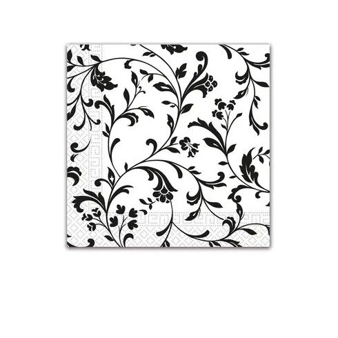 Fekete mintás Arabesque Black szalvéta 20 db-os 33x33 cm FSC