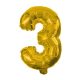 Arany Gold mini 3-as szám fólia lufi 31 cm