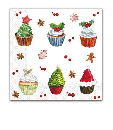 Karácsonyi Christmas Cupcakes szalvéta 20 db-os 33x33 cm