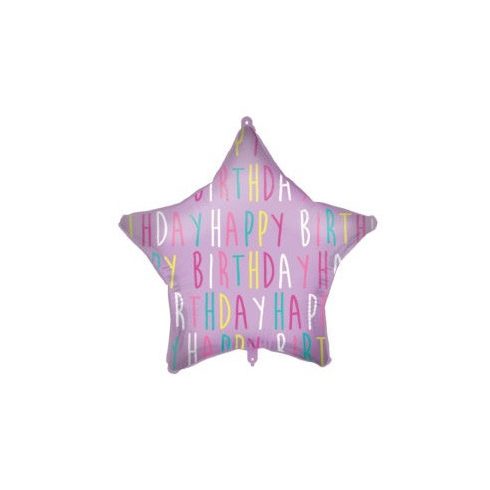 Happy Birthday Purple Star fólia lufi 46 cm