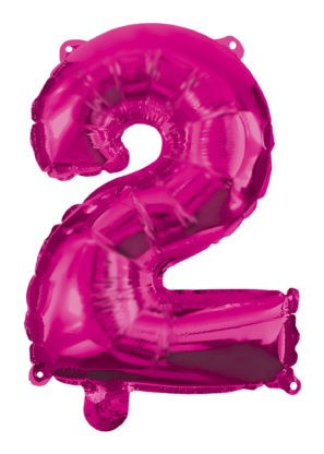 Rózsaszín Hot Pink 2-es szám fólia lufi 95 cm