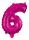 Rózsaszín Hot Pink 6-os szám fólia lufi 95 cm