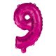 Rózsaszín Hot Pink 9-es szám fólia lufi 95 cm