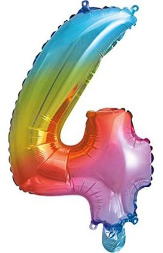 Színes Multicolour Metallic mini 4-es szám fólia lufi 35 cm