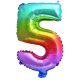 Színes Multicolour Metallic mini 5-ös szám fólia lufi 32 cm