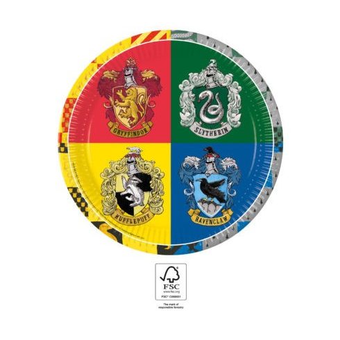 Harry Potter Hogwarts Houses papírtányér 8 db-os 23 cm FSC