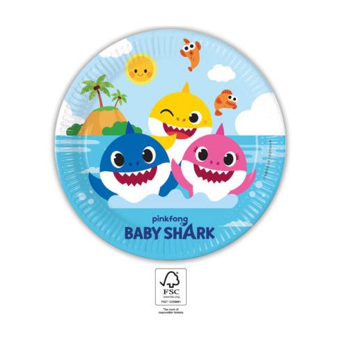 Baby Shark Fun in the Sun papírtányér 8 db-os 23 cm FSC