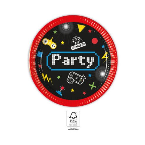 Gaming Party papírtányér 8 db-os 20 cm FSC