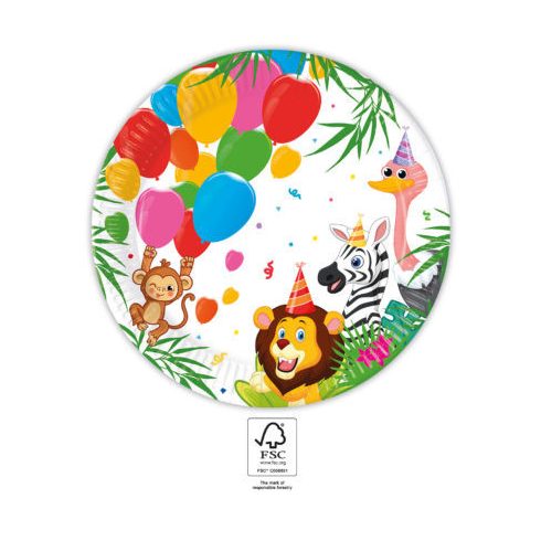 Dzsungel Balloons papírtányér 8 db-os 23 cm FSC